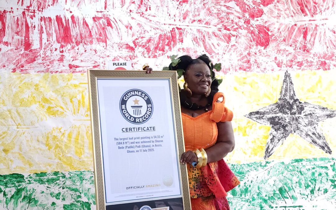 Dede Padi (Padiki) Unveils World’s Largest Leaf Print Painting at National Theatre